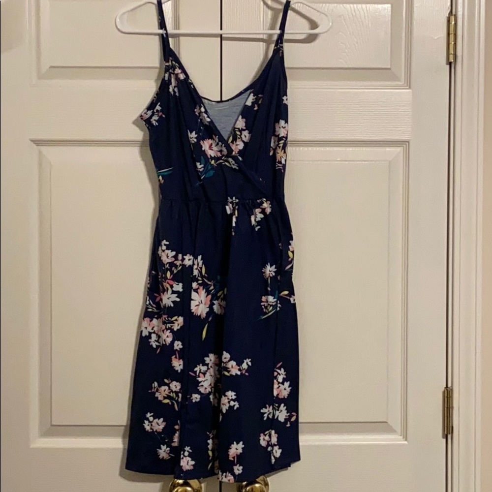 Blue floral spaghetti strap Summer dress
